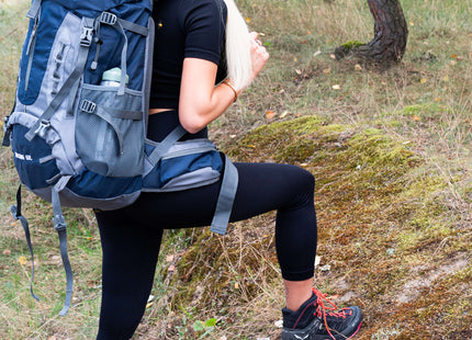 Backpack - Rugzak - Multifunctioneel - Kamperen - Reizen - Regenhoes - Fluitje - 60 Liter - Grijs/Blauw