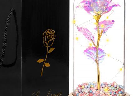 Roos | Valentijn | Rozen | LED | 22 cm | Goud/Kristal/Naturel | Warm wit