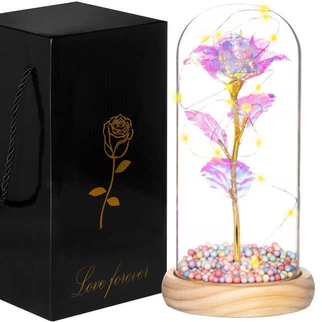 Roos | Valentijn | Rozen | LED | 22 cm | Goud/Kristal/Naturel | Warm wit
