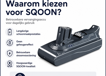 SQOON® Accu geschikt voor Dyson V11 / V15 stofzuiger - 25,2V 4,0Ah Li-ion click - gelijk aan 970938-01 - voor modellen met rode knop