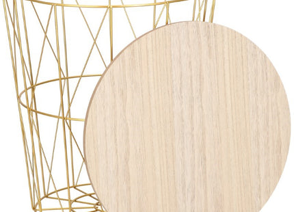 Salontafel | Salontafel Rond | Bijzettafel | 1 Stuk | 40 cm | Goud/Hout