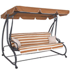 Schommelbank | Luna-Schommel | 4-zits | Waterafstotend | Inclusief 2 Kussens | Verstelbare Luifel | 230 x 130 x 162 cm | Bruin/Wit/Grijs