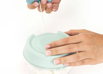 Groentesnijder 500 ml – Handmatig - Met Trekkoord – 3 RVS Messen – Pastelgroen