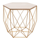 Salontafel | Salontafel Hexagoon | Bijzettafel | 1 Stuk | 40 cm | Goud/Licht Hout