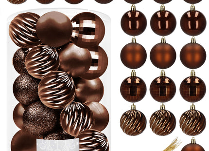 Kerstballen | 20 Stuks | 6 cm | Bruin