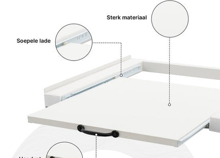 Muntel® Tussenstuk Wasmachine Droger - Stapelkit Wasmachine Droger - Universeel - Uitschuifbare werkblad - Wit
