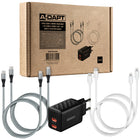 A-DAPT® Oplaadset 45W USB-C Thuislader met USB-C & 8-PIN Kabels - Geschikt voor iPhone, iPad & Android - Hoogwaardig alternatief voor originele opladers