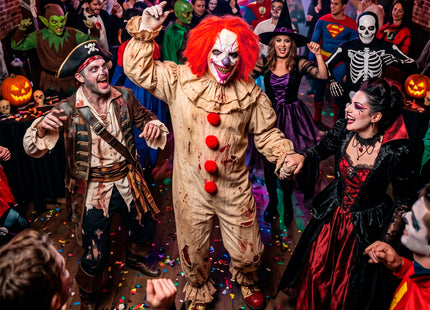 Springos Halloweenmasker Bloederige Clown met Rood Haar - Horror Cosplay