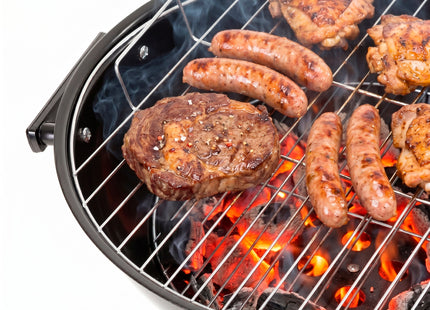 Houtskool barbecue  - BBQ - Draagbaar - Op Wielen - Asopvangbak - Kunststof - RVS - Zwart - Rood