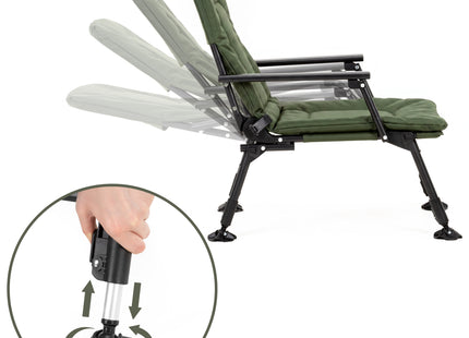 Campingstoel | Visstoel | Opvouwbaar | Groen | Staal | Polyester | 57 x 71 x 90 cm | 140 Kg