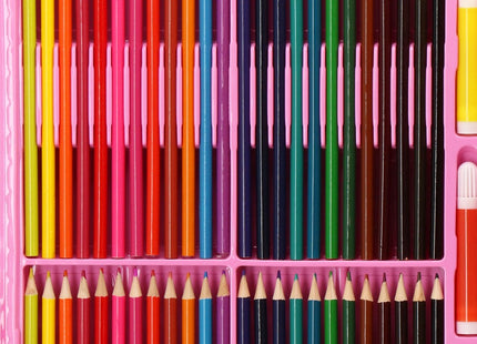 Tekendoos | Tekenkoffer Kinderen | 258 Delig | 47 x 45 x 4 cm | Roze