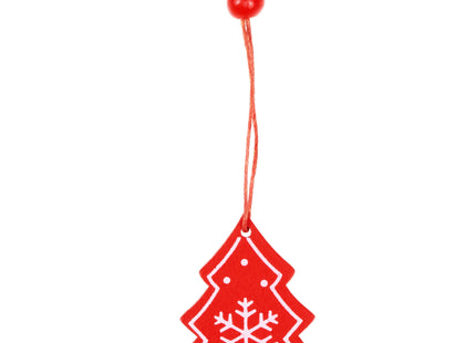 Kersthanger | Kerstbomen | Rood | Hout | 4.5 cm | 3 Stuks