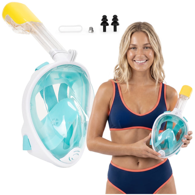 Snorkelmasker - Duikmasker - Duikbril - Camerahouder - Snorkel - Face Masker - L/XL - Transparant