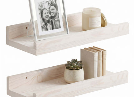 Wandplank - Boekenplank - Ophangbaar - Kruidenplank- Wit- Grenenhout - 10 Kg - 40 cm - 2 Stuks