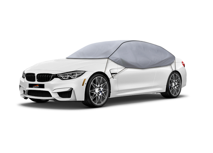 CarPassion Classic Autohoes - Halfcover - Beschermhoes - Waterdicht & Vorstbestendig - Grijs -Maat XL - 295 x 130 x 68 cm