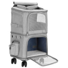 Reiskoffer voor Huisdieren - Tweevaks - Reismand - Draagtas - Transporttas - Huisdieren - Kat - 55 x 34 x 26 cm - Grijs