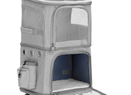 Reiskoffer voor Huisdieren - Tweevaks - Reismand - Draagtas - Transporttas - Huisdieren - Kat - 55 x 34 x 26 cm - Grijs