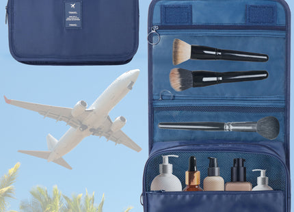 Toilettas - Make Up Tas - Cosmetica - 25,5 x 23 x 9,5 cm - Blauw