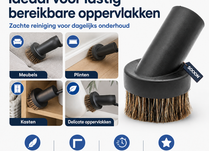 SQOON® Universele Plumeau PRO – Geschikt voor Numatic, Taski, Nilfisk - Natuurhaar Borstel – 32 mm