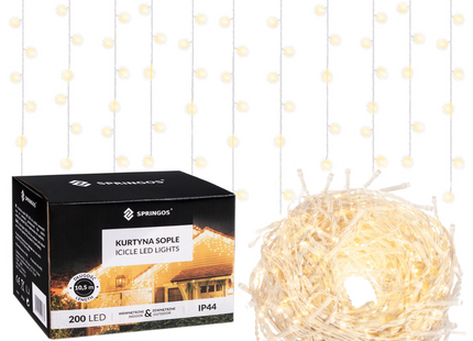 IJspegel Verlichting | 8 m + 2.5 m Snoer | 200 LED | Warm Wit | Koppelbaar
