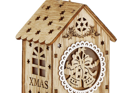 Kersthanger | Kerstversiering | Kerstboomhanger | Lichtgevend | Huis | Bel | 9 cm