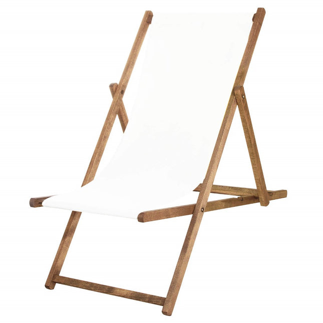 Houten Ligstoel | Strandstoel | Ligstoel | Verstelbaar | Beukenhout | Handgemaakt | Wit