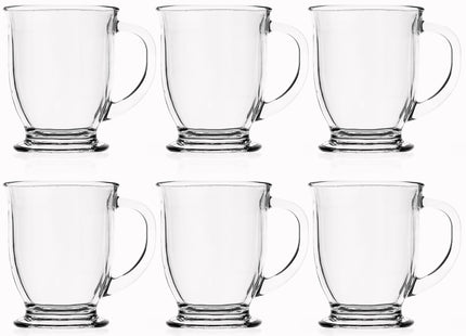 Koffie- en theeglazen Set van 6 - Handvat - 400 ML