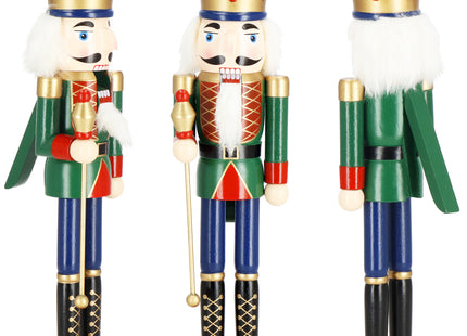 Notenkraker Kerst | 38 cm | Blauw/Groen/Rood/Goud/Zwart