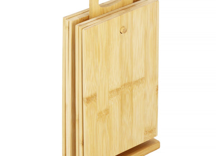 Snijplank | Snijplankenset met Houder | Bamboe Snijplank | 6-delig | 22 x 14 cm | Naturel