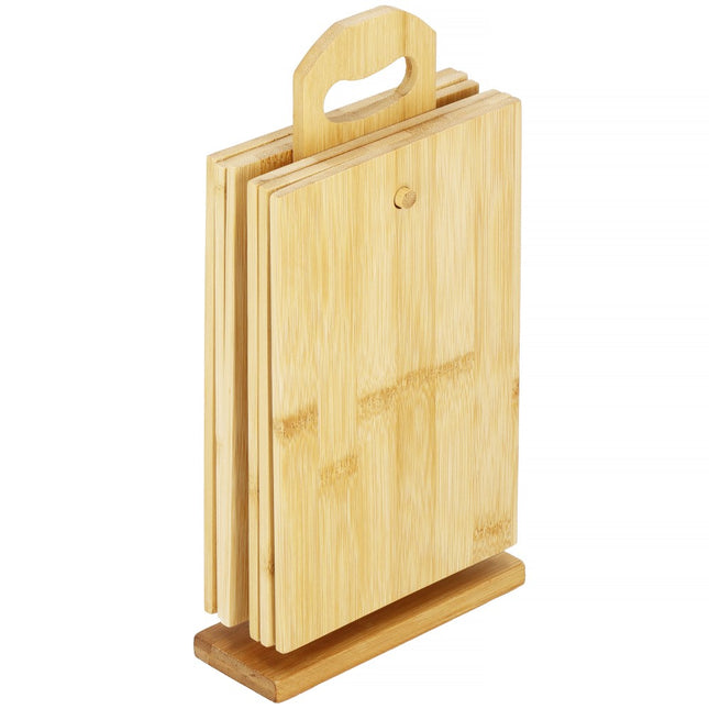 Snijplank | Snijplankenset met Houder | Bamboe Snijplank | 6-delig | 22 x 14 cm | Naturel