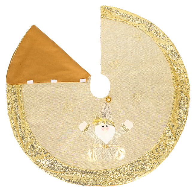 Kerstboomrok - Kerstboomkleed - Onderlegger - Kerstman - Goud - 106 cm