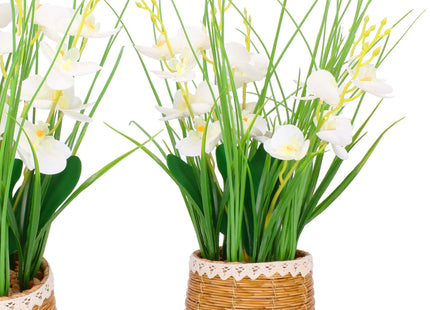 Kunst Orchidee - Kunstplanten -Inclusief Pot - Wit - Decoratief - 44 cm
