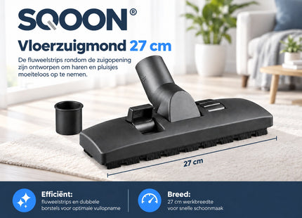 SQOON® Combi zuigmond 32/35 mm (met pasbus) - 27 cm breed - voor stofzuigers met 32 of 35 mm aansluiting