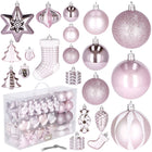 Kerstballen | 77 Stuks | Roze/Wit