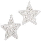 Kerstboomhanger | Kerstversiering | Sterren | Wit | 2 Stuks | 8 cm