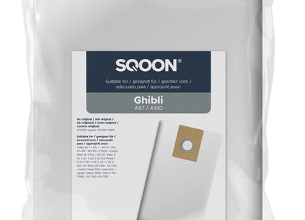SQOON® Stofzuigerzakken  Geschikt voor Ghibli AS7 / AS10 - Vervangt 2512056 & 1633201 - High Filtration voor Industriële Reiniging - 5 Stuks