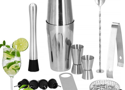 Cocktail Set | 14-Delige Cocktail Shaker Set | RVS | 750 ml | Zilverkleurig