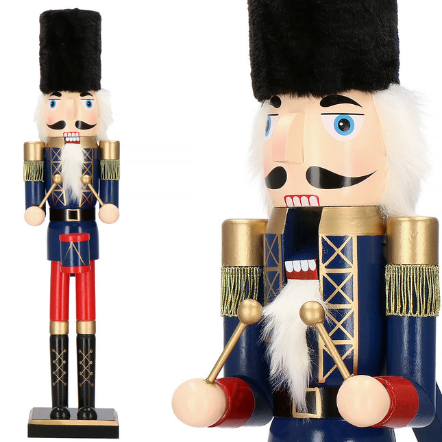 Notenkraker Kerst | 61 cm | Blauw/Rood/Goud/Zwart