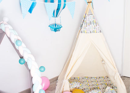 Tipi Tent | Wigwam Speeltent | 120x100x180 cm | Met Mat en Kussens | Veren