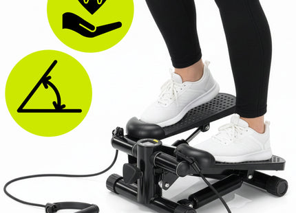 Stepper - Stepper Fitness - Mini Stepper - Met Computer en Weerstandsbanden - Traploper  - Crossfit - Fitness  - Zwart