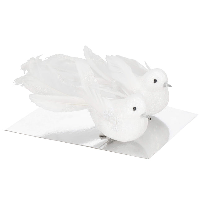 Kersthanger | Duif | Kerstboomhanger | Wit | Glitters | 2 Stuks