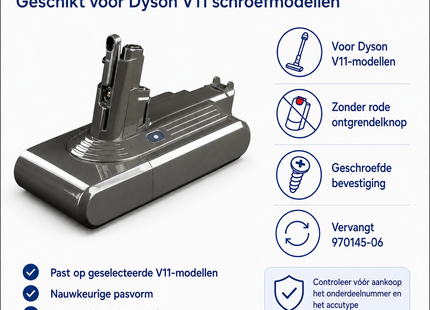 SQOON® Accu geschikt voor Dyson V11 – 25.2V 4.0Ah Li-ion vervangingsaccu