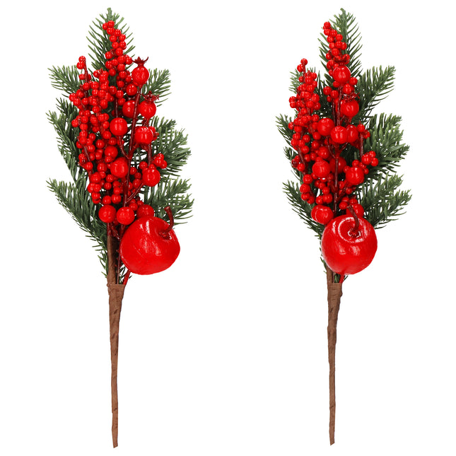 Kersttak | Lijsterbessen Decoratie | Rood | Middenstuk | 32 cm