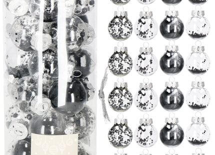 Kerstballen | Transparant | 24 Stuks | 5 cm | Zwart