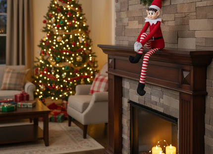 Kerstelf - Kerstdecoratie - Zittend  - 40 cm - 1 Stuk