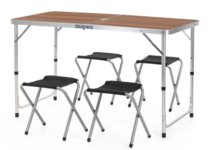 Picknick Tafel Met Bankjes - Campingtafel - Campingset - Biertafel - Horeca -Tafel - Stoelen - Opvouwbaar - Zwart -  120 x 60 x 55 cm