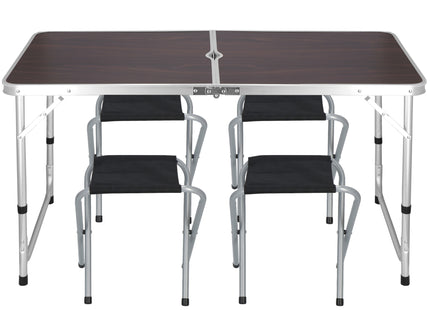 Campingtafel - Inklapbaar - Inclusief Stoelen - donkerbruin/zwart