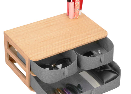 Sieradendoos -Juwelendoos - Sieradenopberger - Cosmetica-  Lichtbruin - Bamboe - 3 Lades