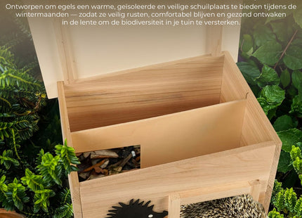Egelhuis - Egelschuilhuis - Winterverblijf - Weerstbestendig - Hout - 40x32x24 cm