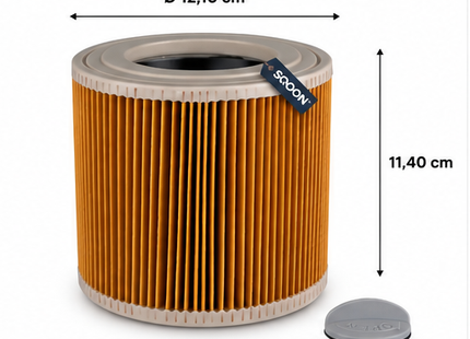 SQOON - Stofzuigerfilter - Model 6.414-552.0 - geschikt Karcher/Kärcher WD1, WD2, WD3 cilinder model